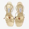 Lova Wedge 85 Gold Metallic Nappa Leather Wedges with Beads