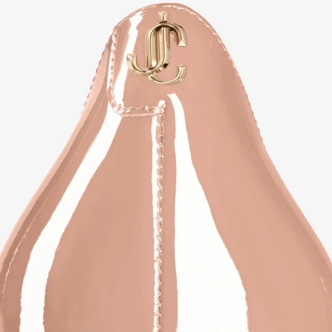 Love 100 Ballet-Pink Patent-Leather Pointed Pumps with Jc Emblem