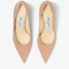 Love 65 Ballet Pink Suede Pointed Pumps with Jc Emblem
