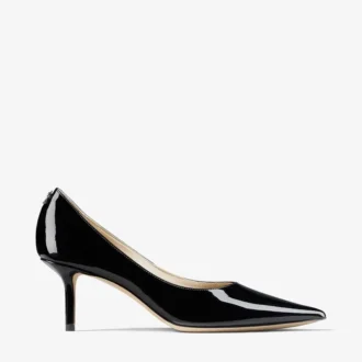 Love 65 Black Patent Leather Pumps with Jc Emblem