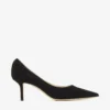 Love 65 Black Suede Pointed Pumps with Jc Emblem