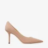 Love 85 Ballet-Pink Suede Pointed Pumps with Jc Emblem