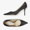 Love 85 Black Calf Leather Pumps with Jc Emblem