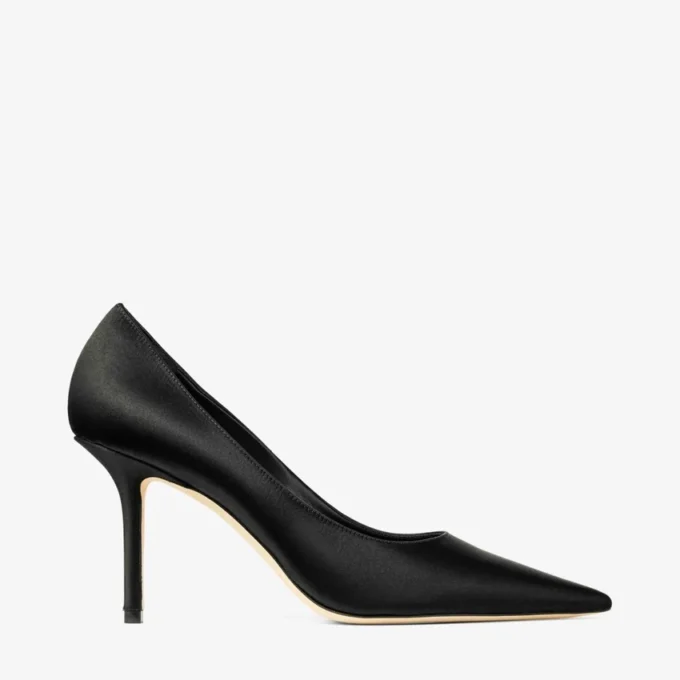 Love 85 Black Satin Pumps