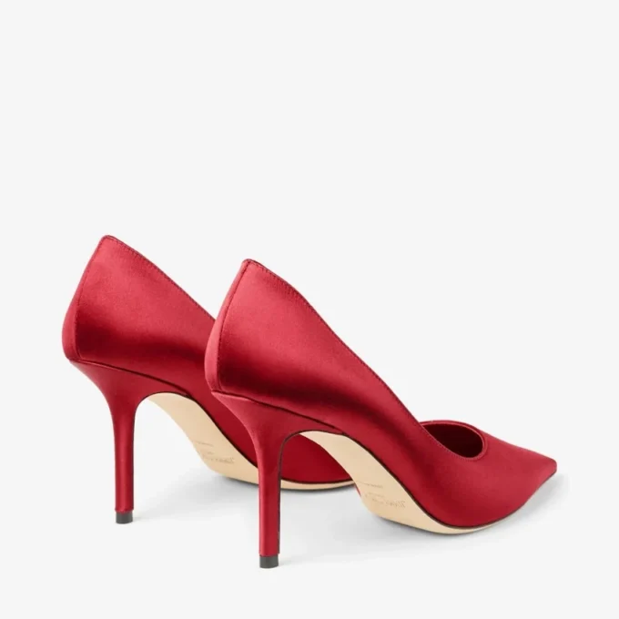 Love 85 Ruby Red Satin Pumps
