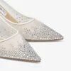 Love 85 White Mesh Pointed-Toe Pumps with DéGradé Crystals