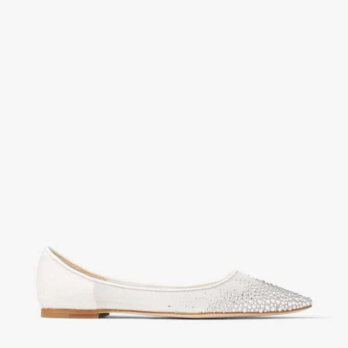 Love Flat White Degrade Crystal Mesh Flats
