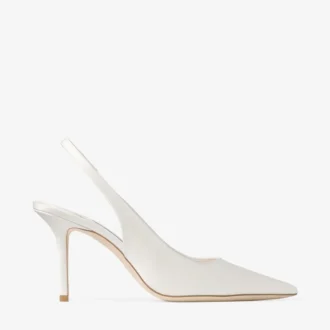 Love Sling Back 85 Ivory Satin Slingbacks