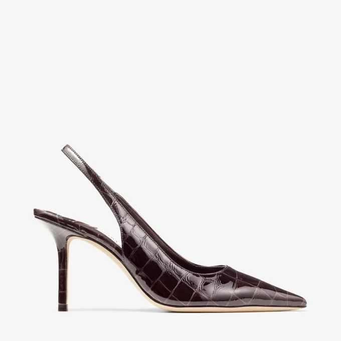 Love  Sling Back 85 Sambuco Shiny Croc Embossed Leather Slingbacks