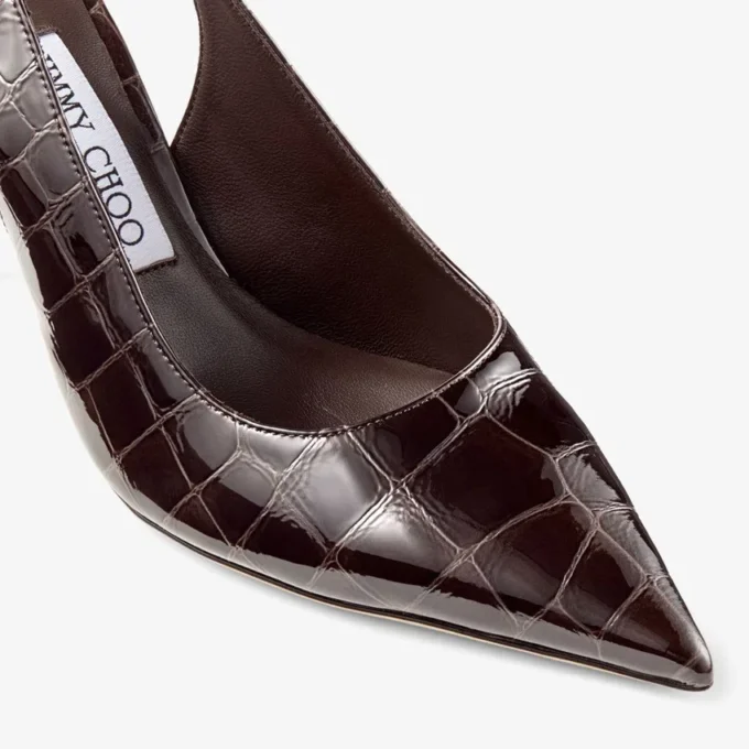 Love  Sling Back 85 Sambuco Shiny Croc Embossed Leather Slingbacks
