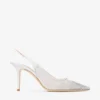 Love Sling Back 85 White Mesh Slingbacks with DéGradé Galaxy Crystals