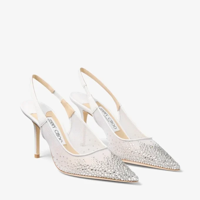 Love Sling Back 85 White Mesh Slingbacks with DéGradé Galaxy Crystals