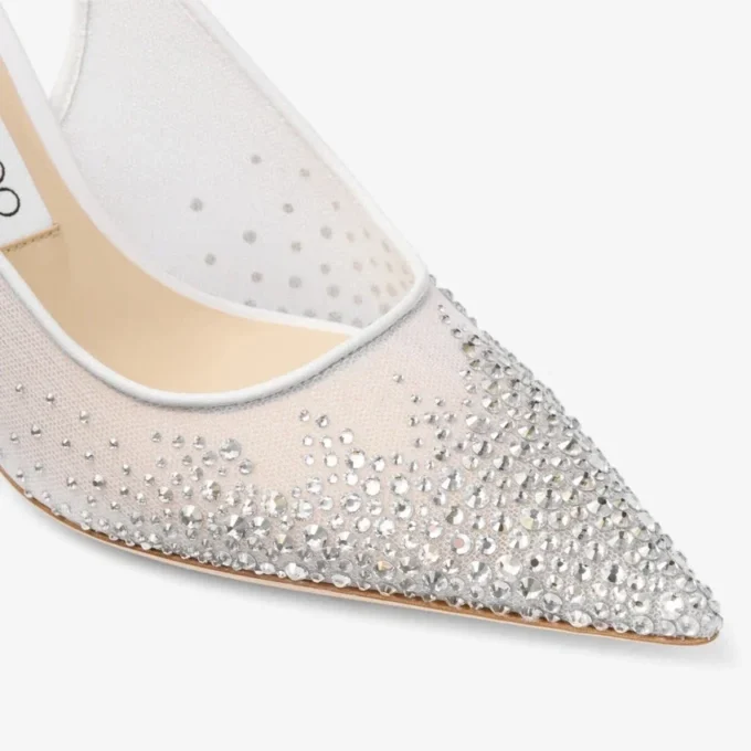 Love Sling Back 85 White Mesh Slingbacks with DéGradé Galaxy Crystals