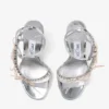Lula 100 Silver and Macaron Liquid Metal Leather Sandals with Velvet Bows