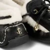 Manon F Black Tumbled Leather Loafers with Shearling