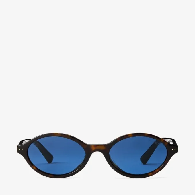 Marais Havana and Blue Oval Acetate Sunglasses