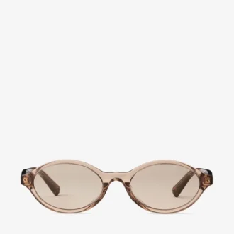 Marais Transparent Tan and Light Brown Oval  Acetate Sunglasses