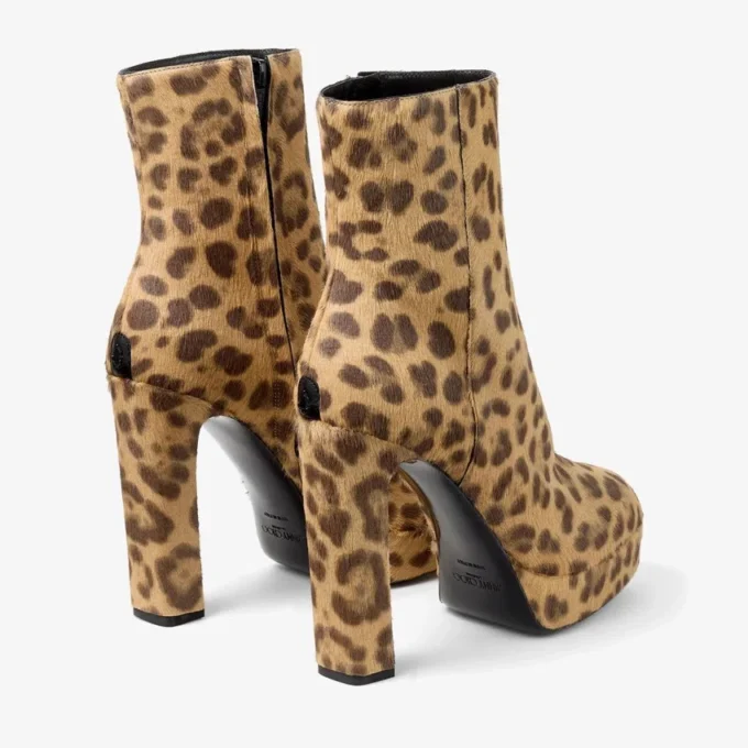 Marene Ankle Boot 120 Natural Leopard Print Pony Ankle Boots
