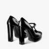 Marene Mary Jane 120 Black Polished Calf Leather Pumps with Crystal Buckle