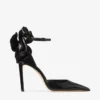Marja 100 Black Soft Spazzolato Pumps with Short Tinsel Corsage