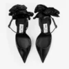 Marja 100 Black Soft Spazzolato Pumps with Short Tinsel Corsage