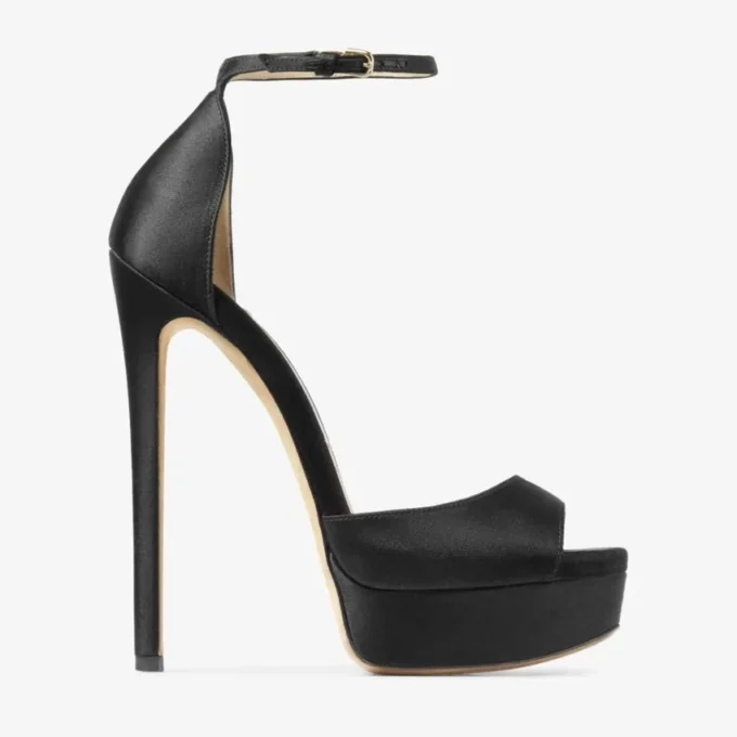 Max 150 Black Satin Sandal