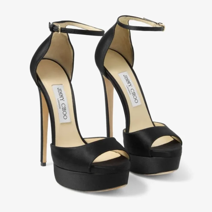 Max 150 Black Satin Sandal