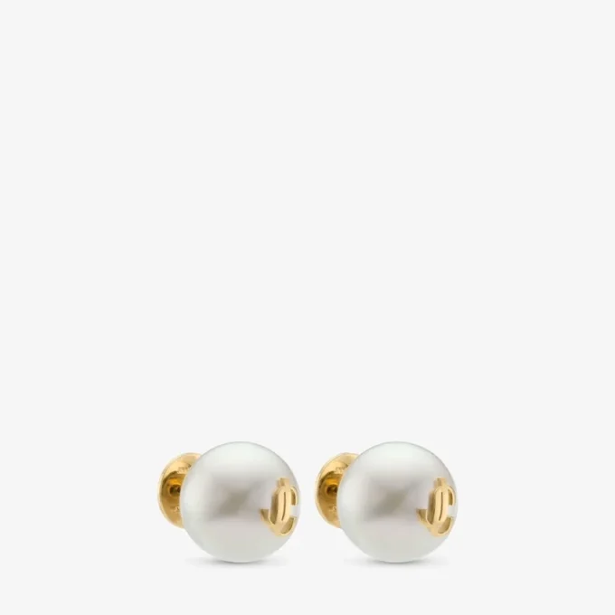 Maxi Pearl Studs Gold Finish Metal Jc Pearl Stud Earrings
