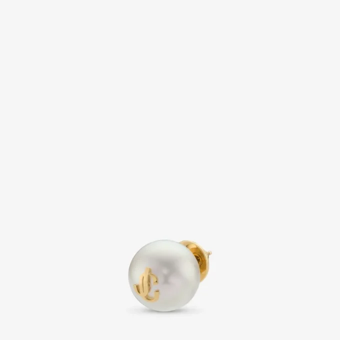 Maxi Pearl Studs Gold Finish Metal Jc Pearl Stud Earrings