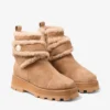 Meena Flat Toffee Velvet Suede Ankle Boots with Shearling