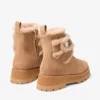 Meena Flat Toffee Velvet Suede Ankle Boots with Shearling