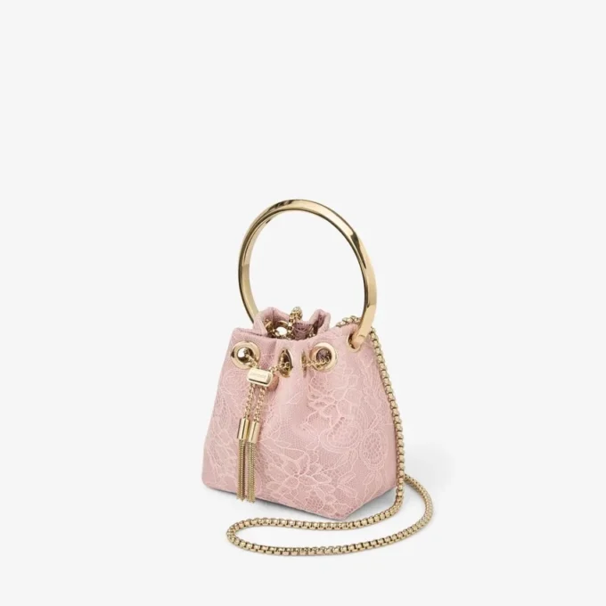 Micro Bon Bon Rose Satin and Jimmy Choo Lace Mini Bucket Bag