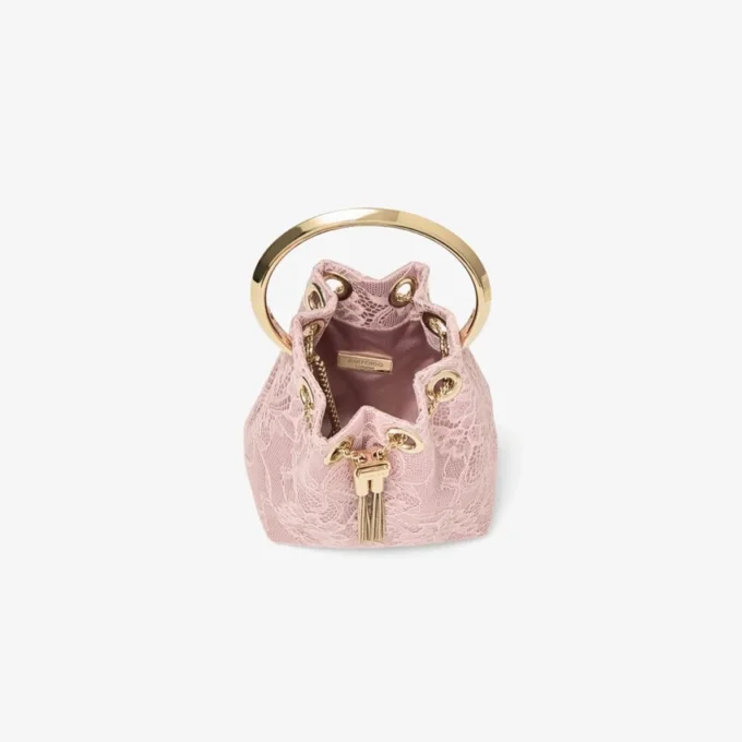 Micro Bon Bon Rose Satin and Jimmy Choo Lace Mini Bucket Bag