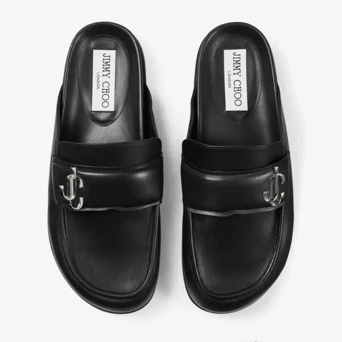 Milo Mule Black Calf Leather Backless Mule