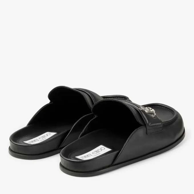 Milo Mule Black Calf Leather Backless Mule