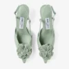 Mimmi Sling Back 50 Verde Shiny Nappa Leather Slingbacks with Jimmy Choo Perforated Nappa Lace Corsage