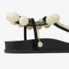 Miro Flat Black Suede Sandals with Mother of Pearl Spheres