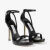 Moza Platform 120 Black Shiny Nappa Leather Sandals
