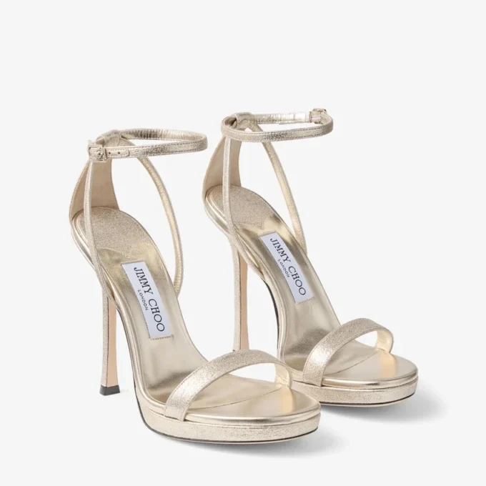 Moza Platform 120 Platinum Brilliance Fabric Sandals