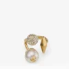 Multi Charm Ring Gold-Finish Pearl Ring