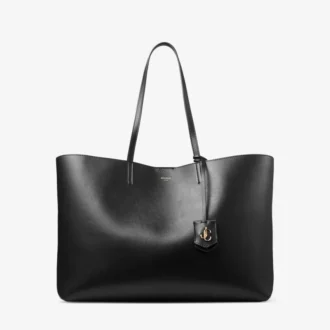Nine2Five East-West Black Smooth Calf Leather Tote Handbag
