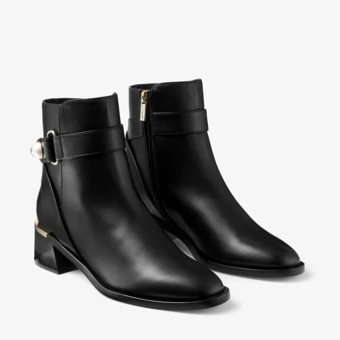Noor 45 Black Leather Ankle Boots
