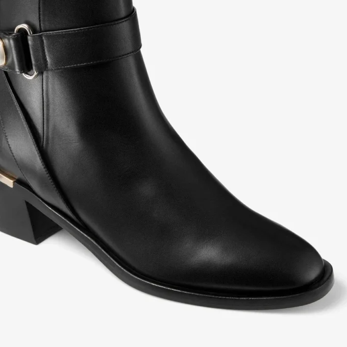 Noor 45 Black Leather Ankle Boots