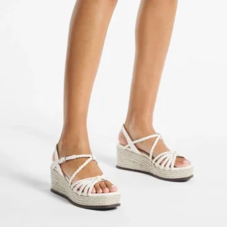 Nyra 60 Latte Nappa Leather Sandal Wedges