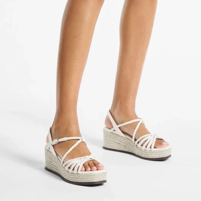 Nyra 60 Latte Nappa Leather Sandal Wedges
