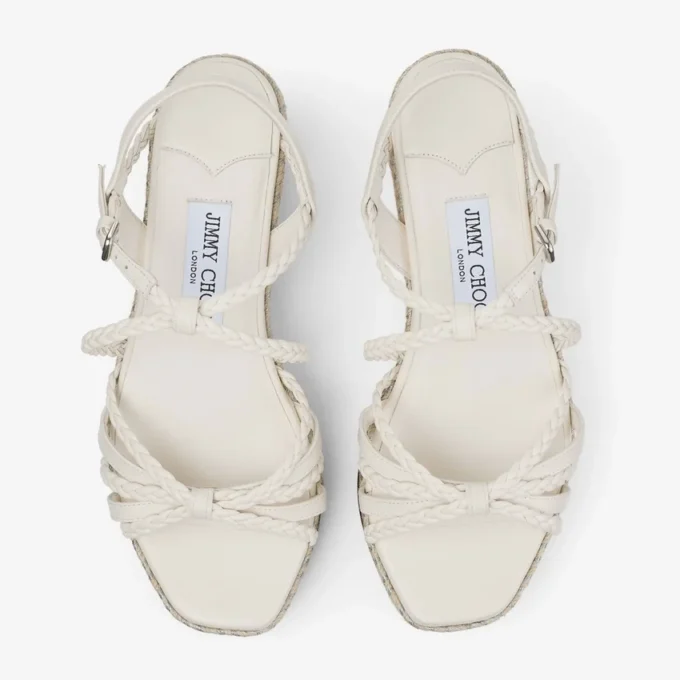 Nyra 60 Latte Nappa Leather Sandal Wedges