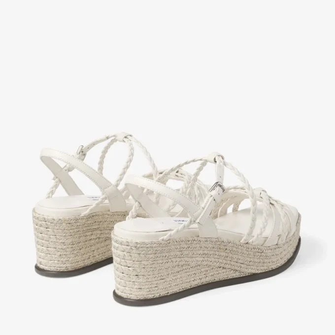 Nyra 60 Latte Nappa Leather Sandal Wedges