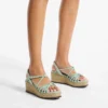 Nyra 60 Verde Nappa Leather Sandal Wedges