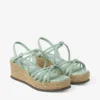 Nyra 60 Verde Nappa Leather Sandal Wedges