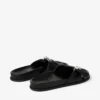 Rafi Flat Black Soft Glove Leather Flat Sandals
